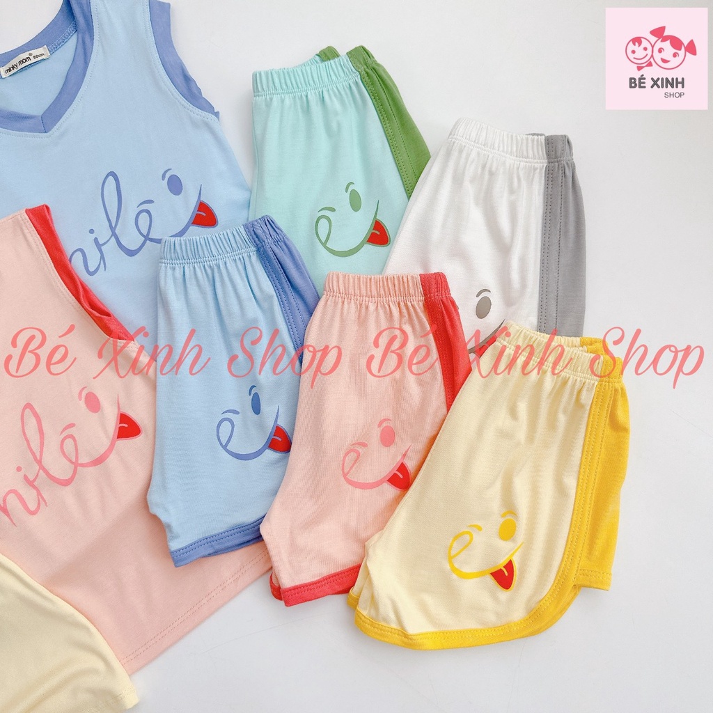 Đồ Bộ Áo Quần Ba Lỗ Cho Bé Trai Bé Gái Minky Mom  Bộ Sát Nách Thun Lạnh Ba Lỗ Cho Trẻ Em Trai Gái BA LỖ SMILE