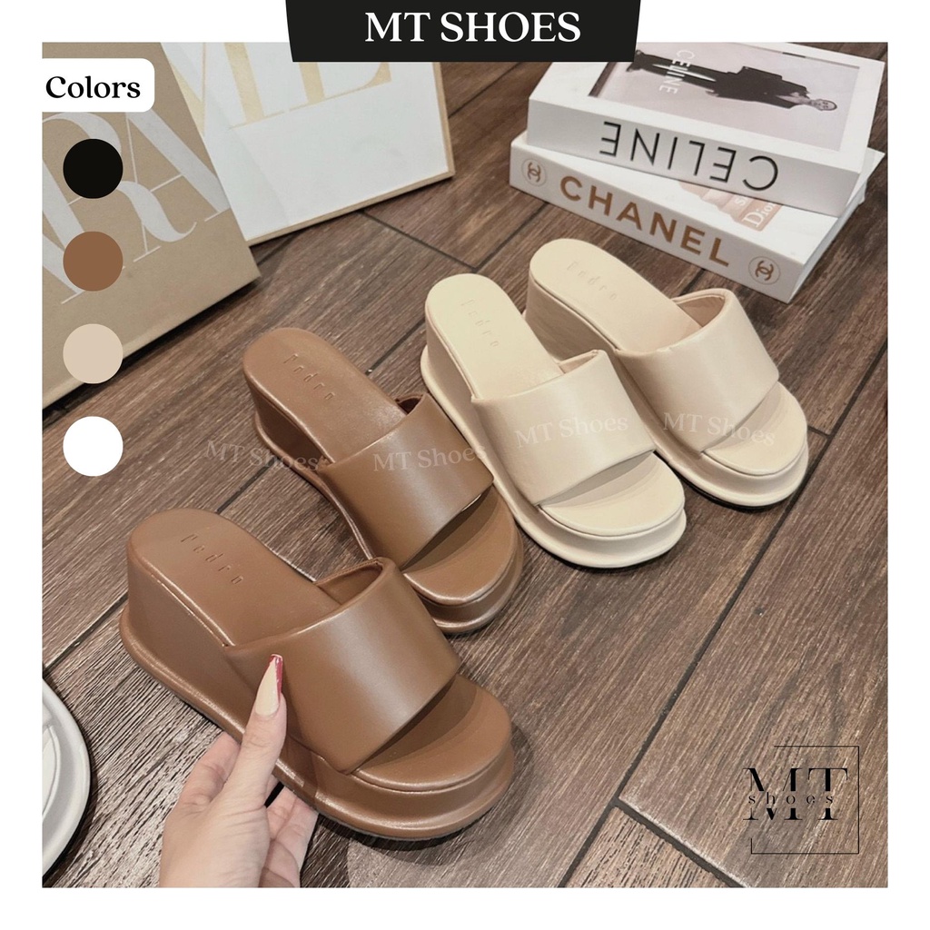 Dép nữ đế xuồng cao 7cm bản ngang mẫu mới cực Hot hàng cao cấp tone màu Basic dễ phối đồ Dép bánh mì Hot Trend Dép cao
