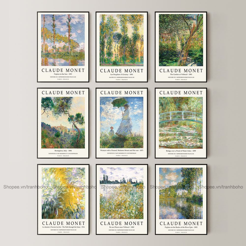 Mẫu tranh Claude Monet 50x70cm - Tranh Canvas Decor treo tường - Tặng đinh 3 chân treo tranh, BH 12 tháng
