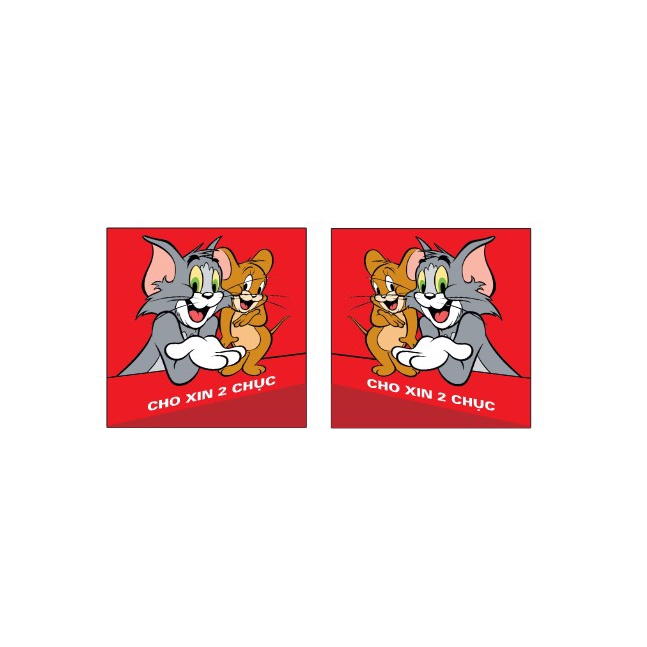 TEM STICKER TOM JERRY KÈM CHỮ XIN 2 CHỤC DÁN TRANG TRÍ XE TẢI, XE OTO, XE CON . Tem hoạt hình Tom Jerry