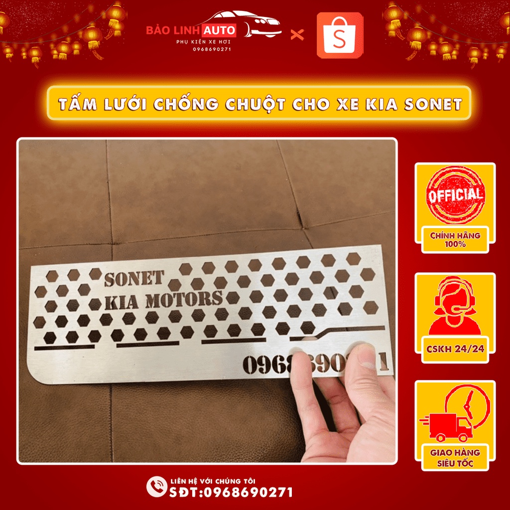 Tấm Lưới Chống Chuột Cho Xe Kia Sonet - Tấm Lưới Chống Chuột Bảo Linh Auto - Inox 304 Tấm Dày Cao Cấp