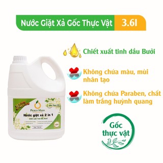 [AN TOÀN][LÀNH TÍNH/HỮU CƠ] Nước Giặt Xả Gốc Thực Vật Peace Mass 2in1 3.6l Đánh Bay Vết Bẩn Cứng Đầu