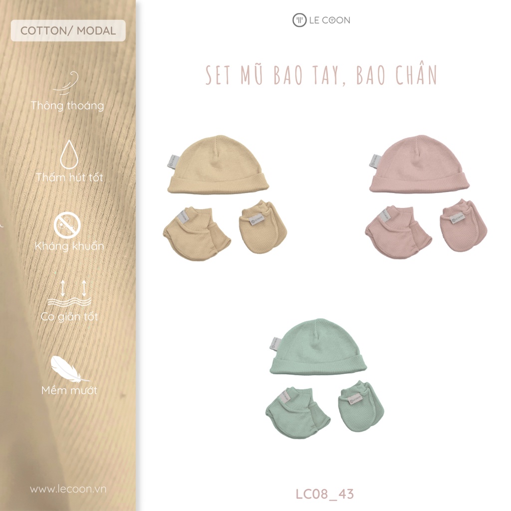 LE COON | Set Mũ, Bao Tay, Bao Chân Basic | Newborn