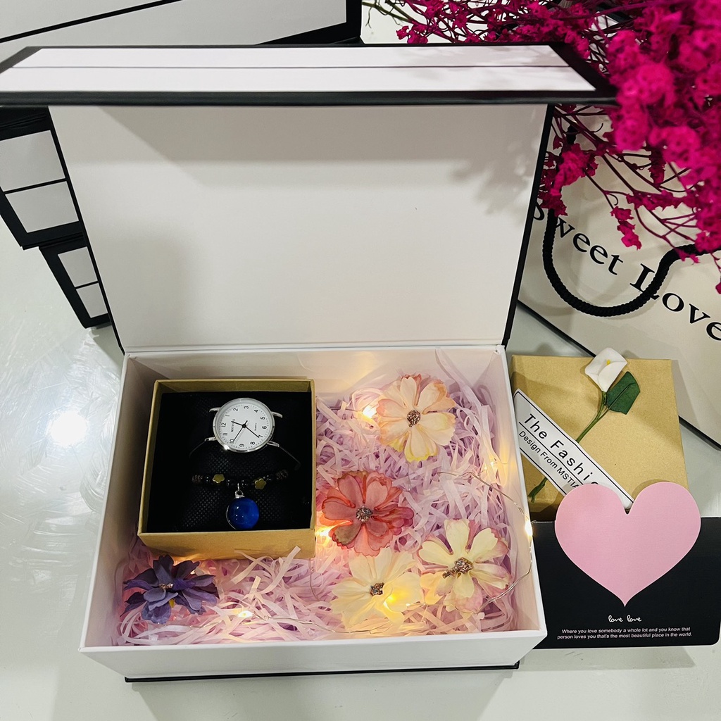 NEW–Combo Hộp quà tặng kèm thiệp tình yêu, Hộp quà Valentine, hộp quà tặng người yêu Sweetlove xinh xắn