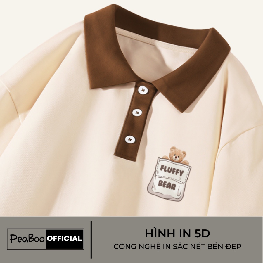Áo Phông Polo Unisex PEABOO Mã PL Fluffy Bear Local Brand Form Rộng Cổ Đẹp Chất Cotton Nam Nữ | BigBuy360 - bigbuy360.vn