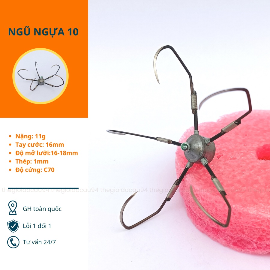 Lưỡi câu cá ngũ chân chì ngũ tỳ chất lượng tốt, lưỡi câu ngũ bềnh kích cỡ 10, 12 câu cá sông siêu nhạy