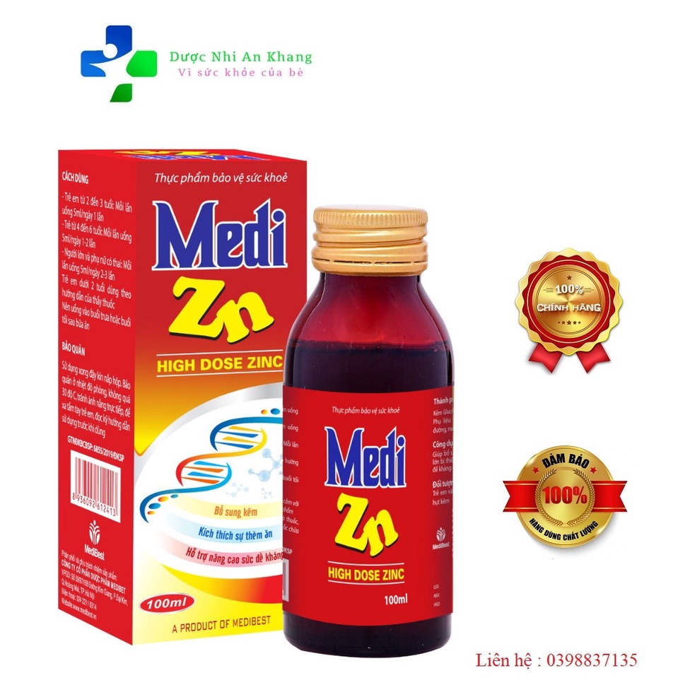 Medi Zn - Bổ sung Kẽm, kích thích thèm ăn, tăng cường sức đề kháng