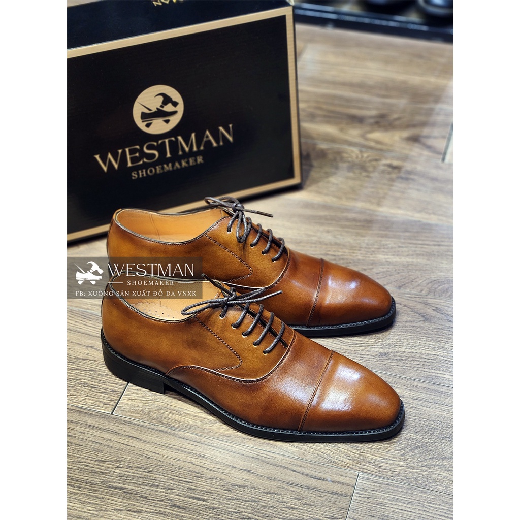 Giày nam Oxford Cap-toe Da Thật Westman W0001 - Màu Light Brown