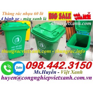 Thùng rác 60 lít có 4 bánh xe
