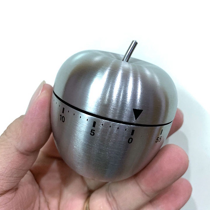 Đồng hồ hẹn giờ Pomodoro kim loại hình quả táo .