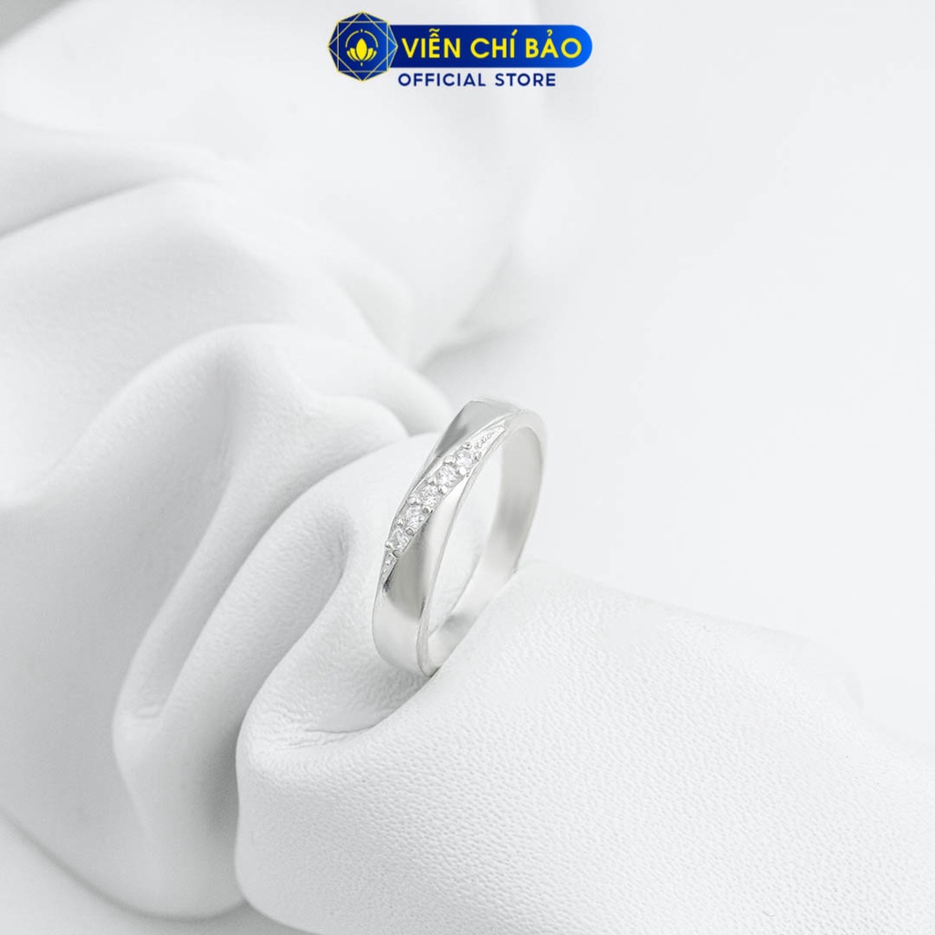 Nhẫn bạc nữ một hàng đá chéo chất liệu bạc 925 thời trang phụ kiện trang sức Viễn Chí Bảo N700409