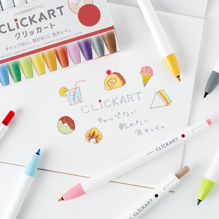 Bút màu marker đa năng CLiCK ART dạng bấm ngòi 0.6mm - Chính hãng Zebra Nhật Bản
