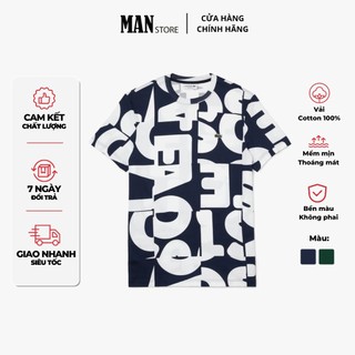 Áo thun nam cổ tròn in chữ, áo thun nam basic, tay ngắn, vải cotton thoáng mát