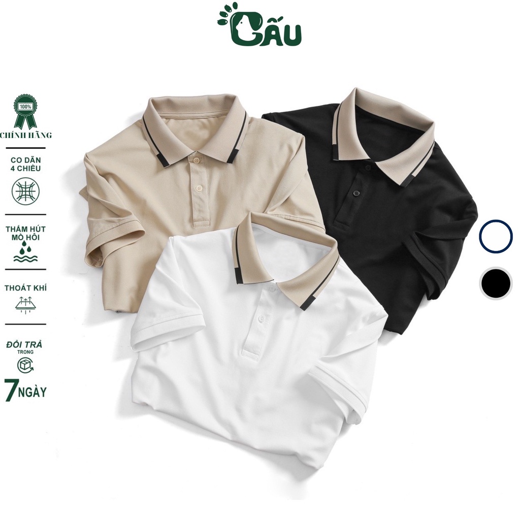 Áo thun Polo GẤU 194 Trơn Unisex vải cá sấu Poly co dãn 4 chiều dày dặn form gerular fit - PL PLB