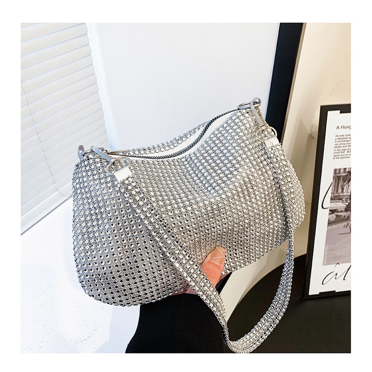 CHIC JOY♥Túi đeo sát nách một vai nữ xu hướng thời trang thiết kế đơn giản túi xách đính đá lấp lánh