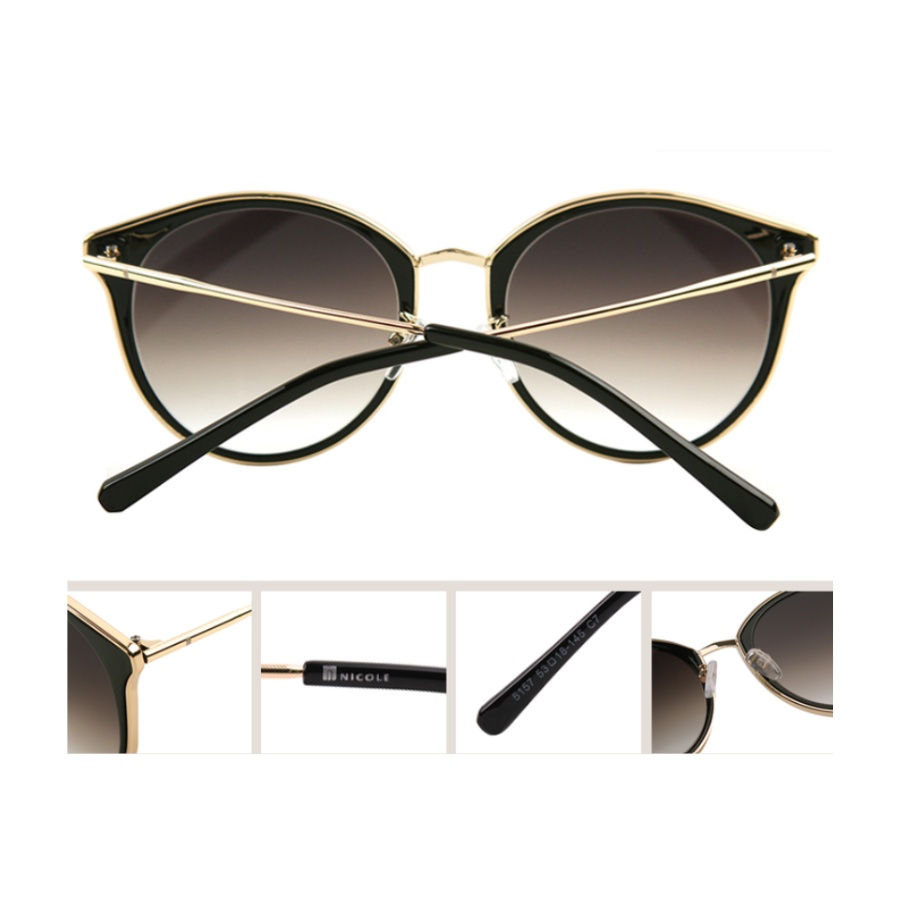 Kính râm chống tia UV hãng NICOLE Hàn Quốc mã NI5157 gọng tròn tròng ombre màu đen