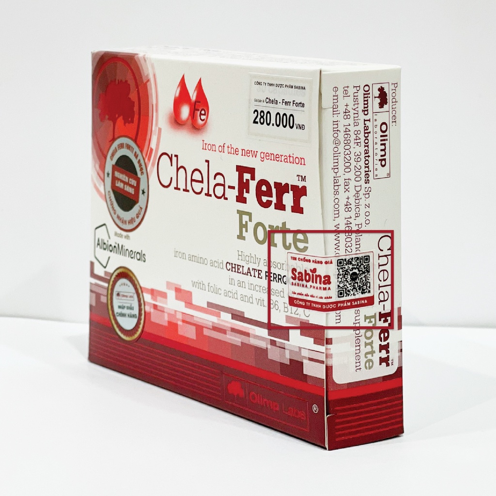 2 Hộp sắt Chela-Ferr® Forte (28mg sắt)- Olimp labs – Viên sắt bà bầu, hỗ trợ cải thiện thiếu máu 11,4g