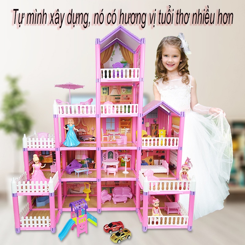 Đồ chơi nhà búp bê trẻ em, lắp ráp lâu đài công chúa ngoại cỡ, nhà búp bê Nhật Bản, món quà sinh nhật bé gái yêu thích