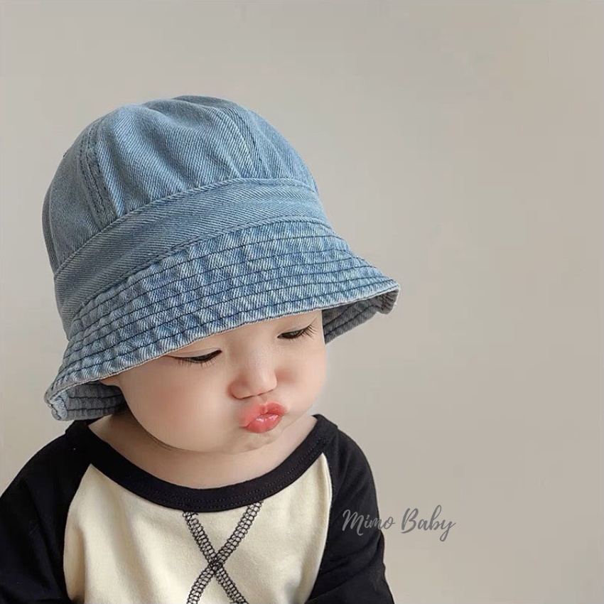 Mũ bucket bò màu xanh kiểu dáng basic thời trang xuân hè cho bé MH223 Mimo Baby