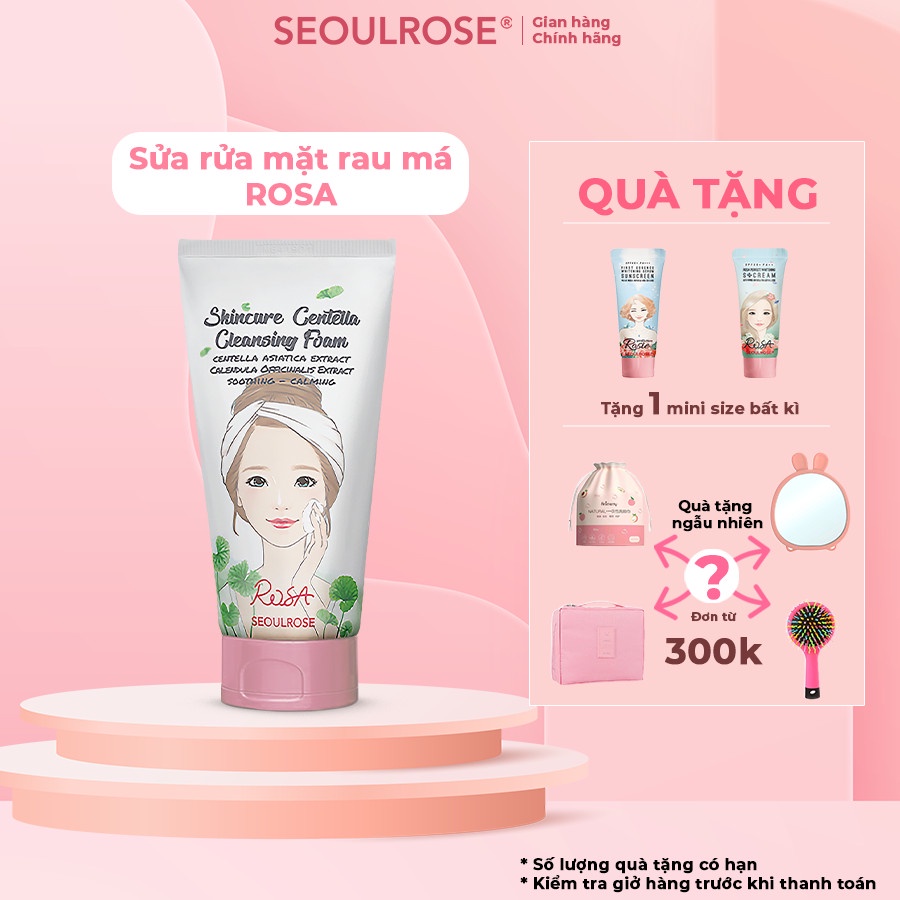 Sữa rửa mặt SeoulRose Rosa Skincare Centella 120ml chiết xuất rau má, hoa cúc