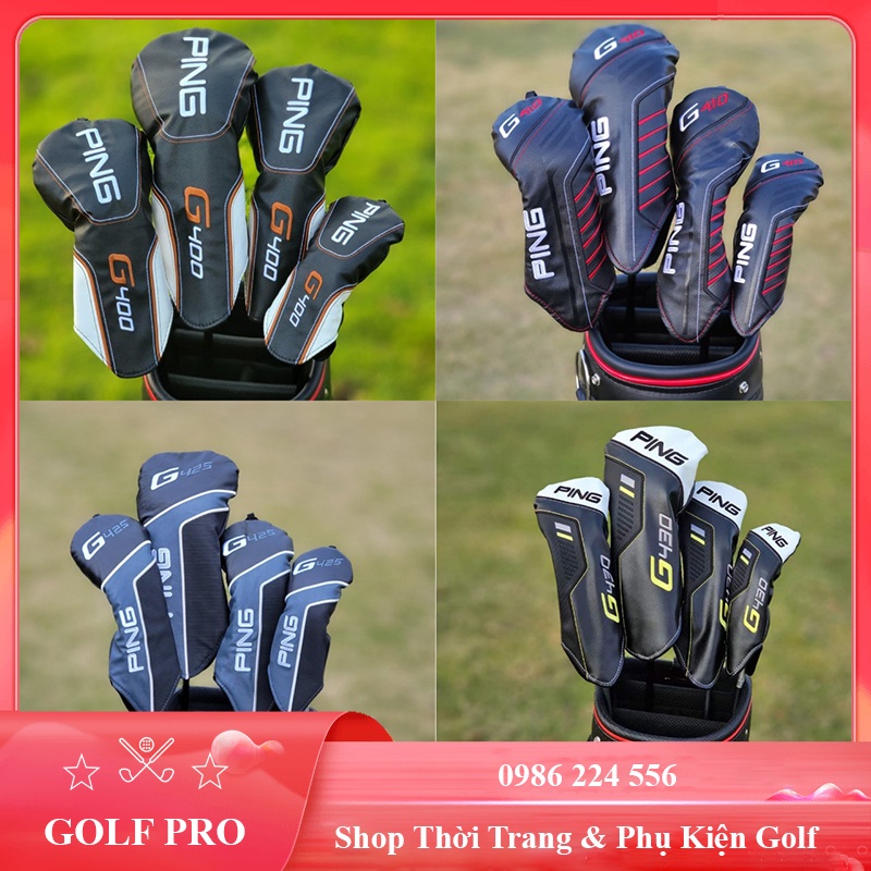 Bọc đầu gậy golf P.ing cover sắt gỗ driver putter 1 3 5 recuse bảo vệ gậy da PU BD007