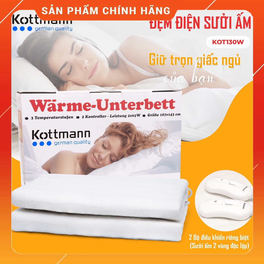 Chăn đệm điện sưởi ấm Kottman chính hãng chất lượng Đức 3 mức nhiệt - Electric Blanket