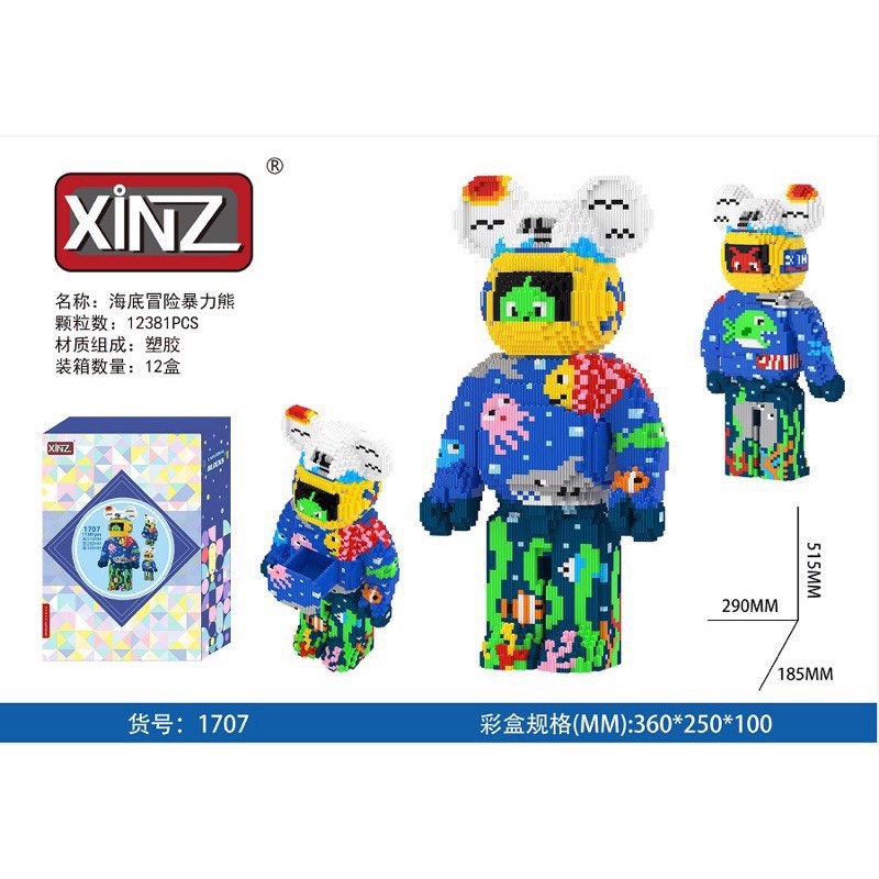 (HCM/MUA 1 TẶNG 1 BÚA) MÔ HÌNH LẮP RÁP LEGO BEARBRICK SIZE 55CM - BEARBRICK ĐẠI DƯƠNG- LEGO SIZE LỚN