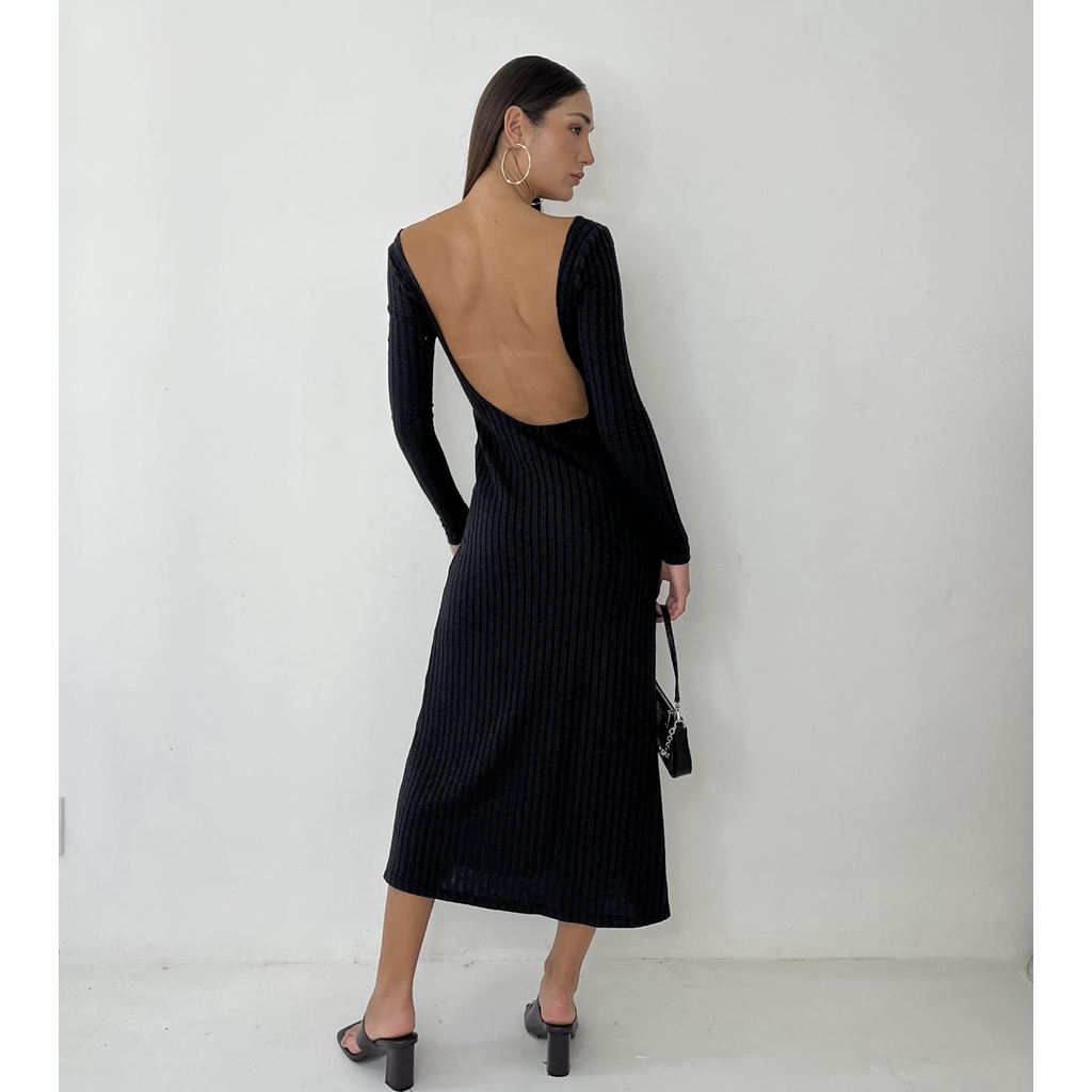 Đầm nữ dài hở lưng, là min - LOW BACK MIDI DRESS