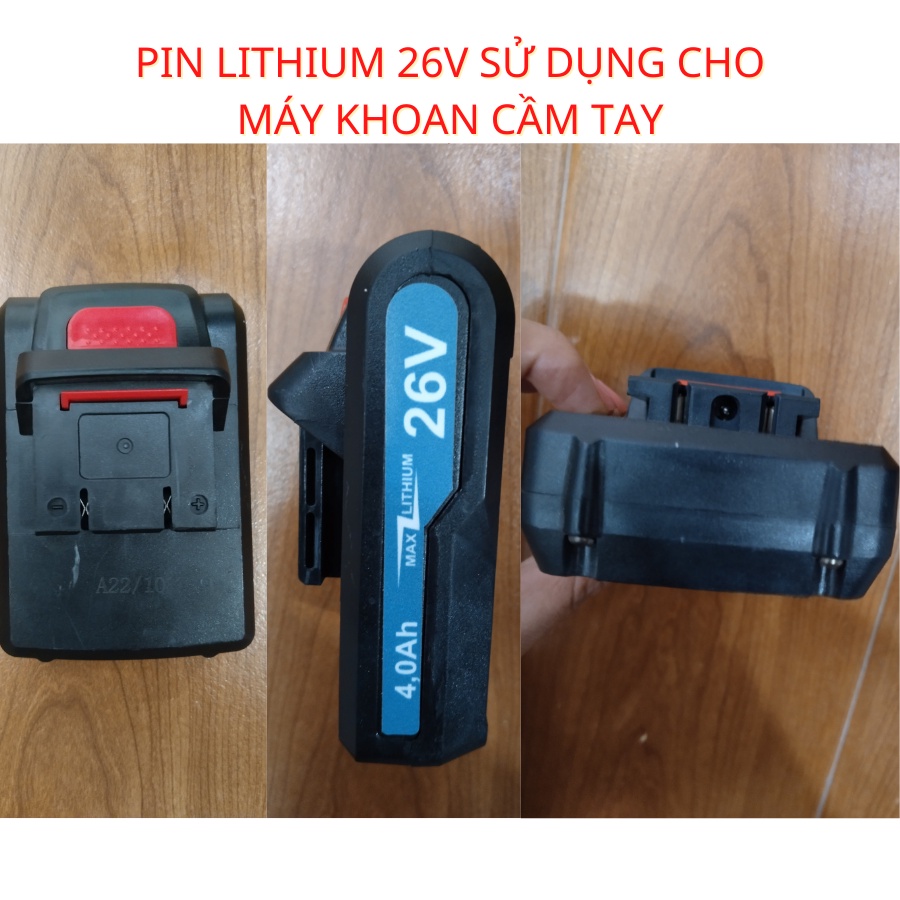Pin máy khoan cầm tay, Pin 5 cell 26V lithium, Pin máy khoan pin 26V sử dụng cho máy khoan pin cầm tay như makita,dewalt