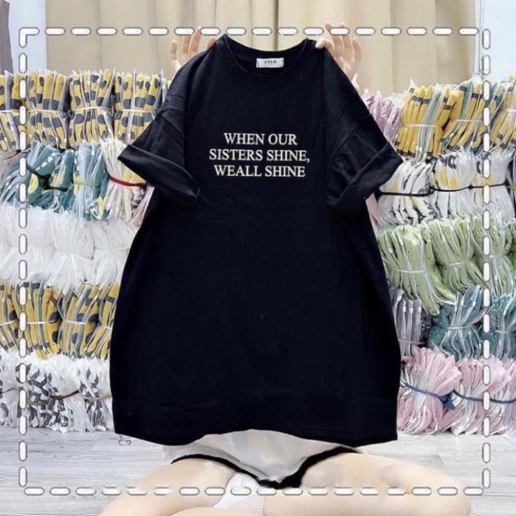 [Rẻ Vô Địch] Áo Thun 3158 Cotton Khô Form Rộng Nam Nữ Unisex In Chữ WHENOUR