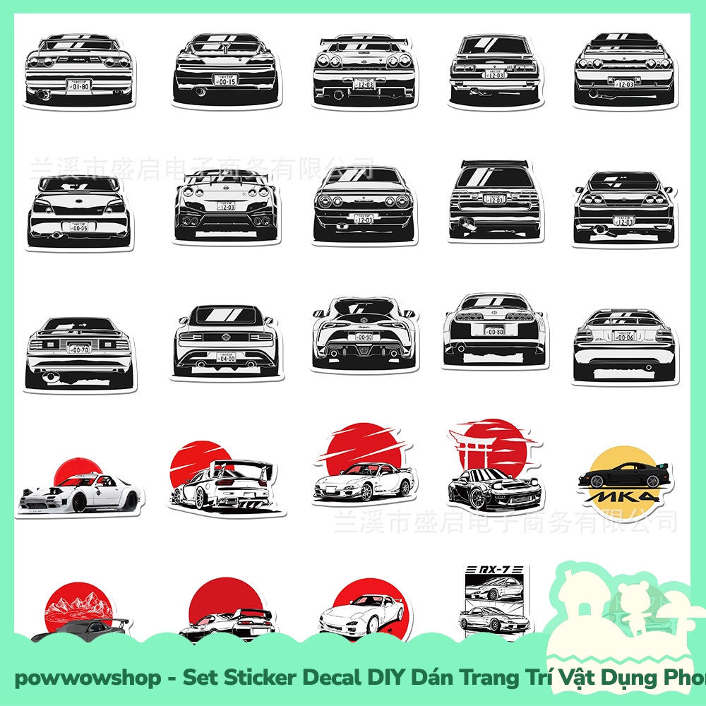 [Sẵn VN - Hỏa Tốc] Set Bộ 50 Miếng Sticker DIY Chống Thấm Nước Dán Trang Trí Vật Dụng Phong Cách Car Xe Hơi