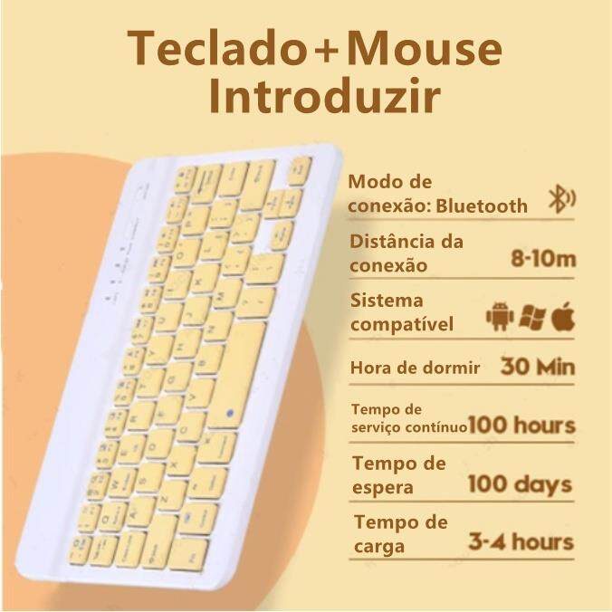 （GiGiBomstore)Bàn Phím Và Chuột Bàn Phím Cơ Bộ Chuột Không Dây Bluetooth Bàn Phím Màu 10 Inch Cho Android/Macaron/MáyTín