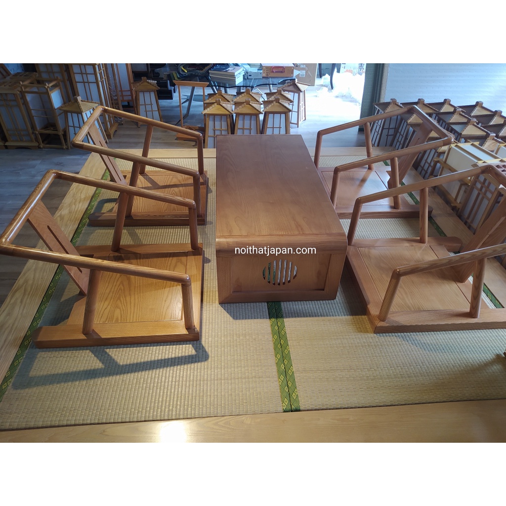 Bàn trà Nhật, Bàn trà đạo, phong cách truyền thống, chất liệu gỗ Sồi, kt 1100 x 500 x 310mm