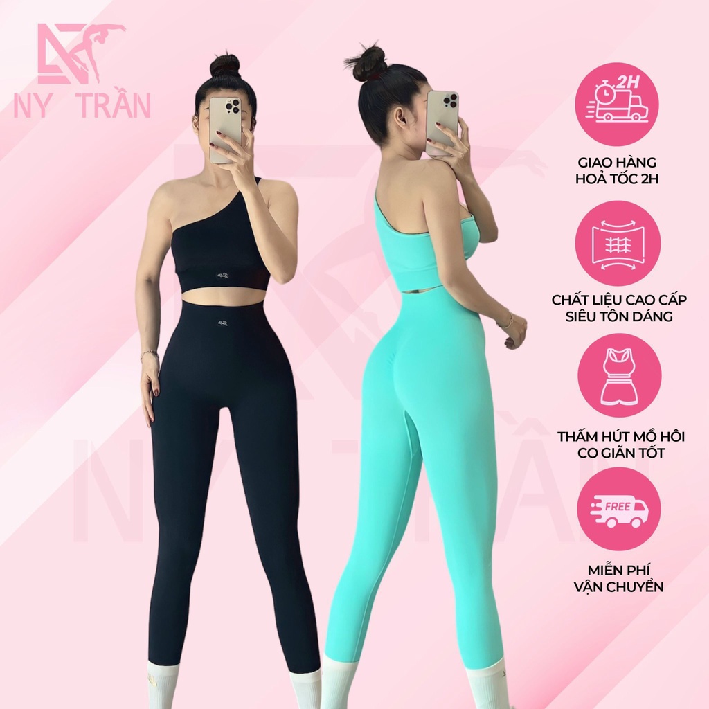 Set đồ Botee có mút ngực tập gym yoga Ny Trần NT076 chất dệt kim dày dặn 2 lớp thời trang thoải mái vận động