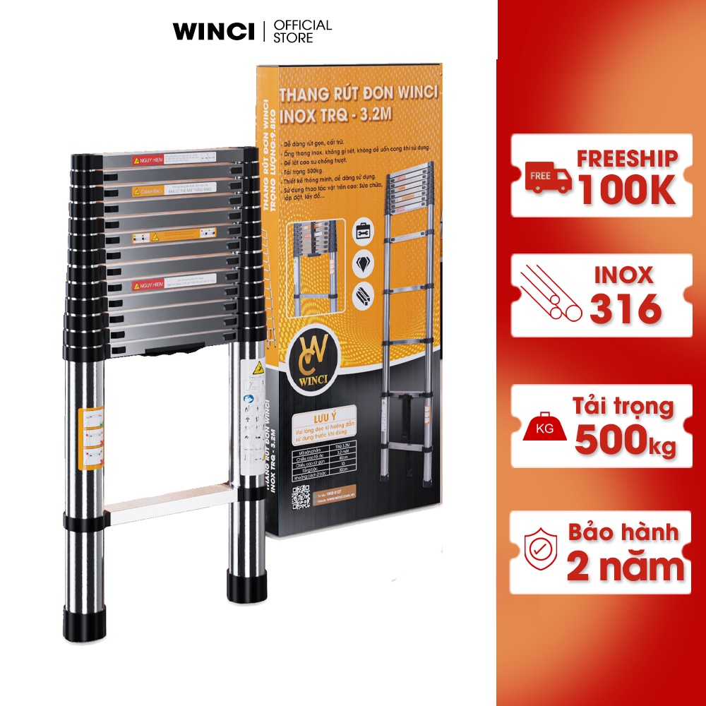 Thang rút đơn Inox 316 chính hãng Winci, WIN-TRQ, tải trọng 250 kg.