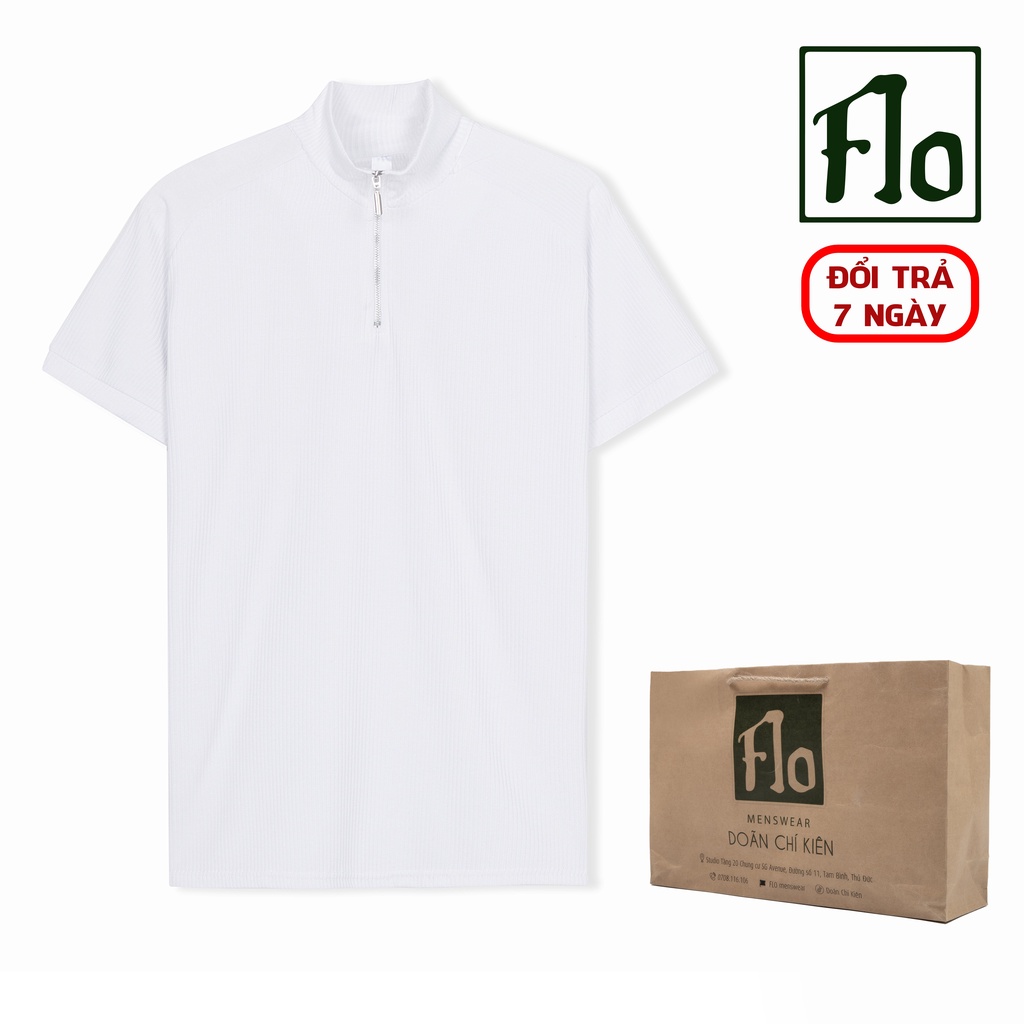 Áo polo body FLO MENSWEAR dây kéo cao cấp, áo thun cổ lọ có khóa
