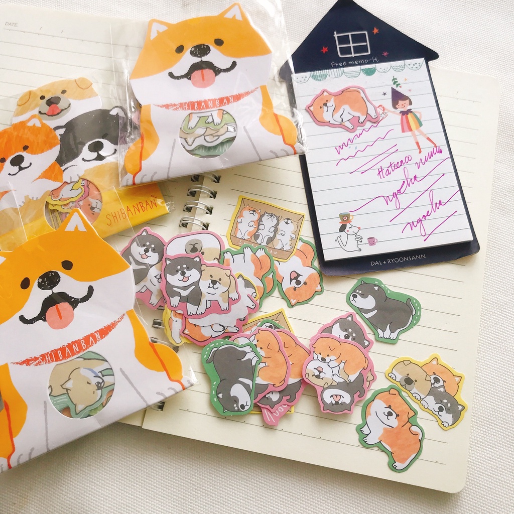 Sticker cute, hình dán chó shiba 30 miếng