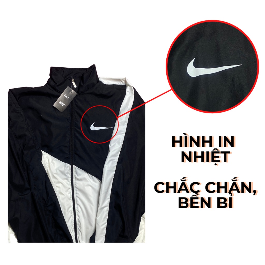 Áo khoác gió Nike chính hãng đôi nam nữ 2 lớp unisex chất liệu dù cao cấp unisex form rộng brand jacket 125