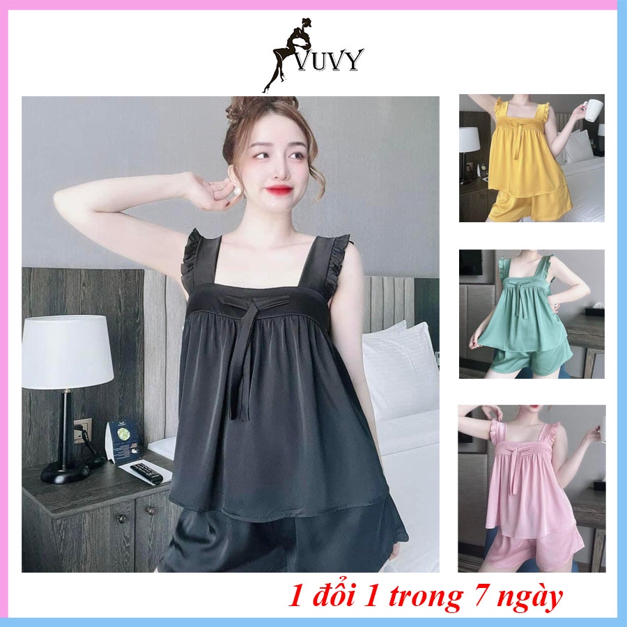Set đồ nữ, Đồ bộ nữ vải lụa mềm mát, bộ ngủ, đi chơi gợi cảm, năng động thoải mái mùa hè BNN001