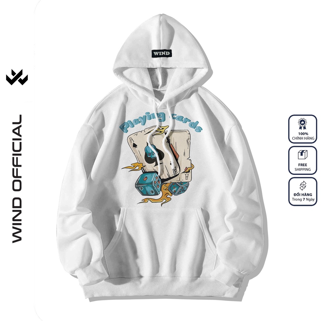 Áo hoodie nam nữ form rộng WIND LÁ BÀI thời trang nam nữ oversize ulzzang