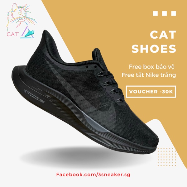 Giày Nike_Zoom X Pegasus 35 Turbo 2.0 All Black, Zoom X 35 full đen; Full Box, Phụ Kiện, Tặng Vớ Trắng