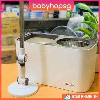 Bộ lau nhà lớn locknlock dual bucket spin mop etm478