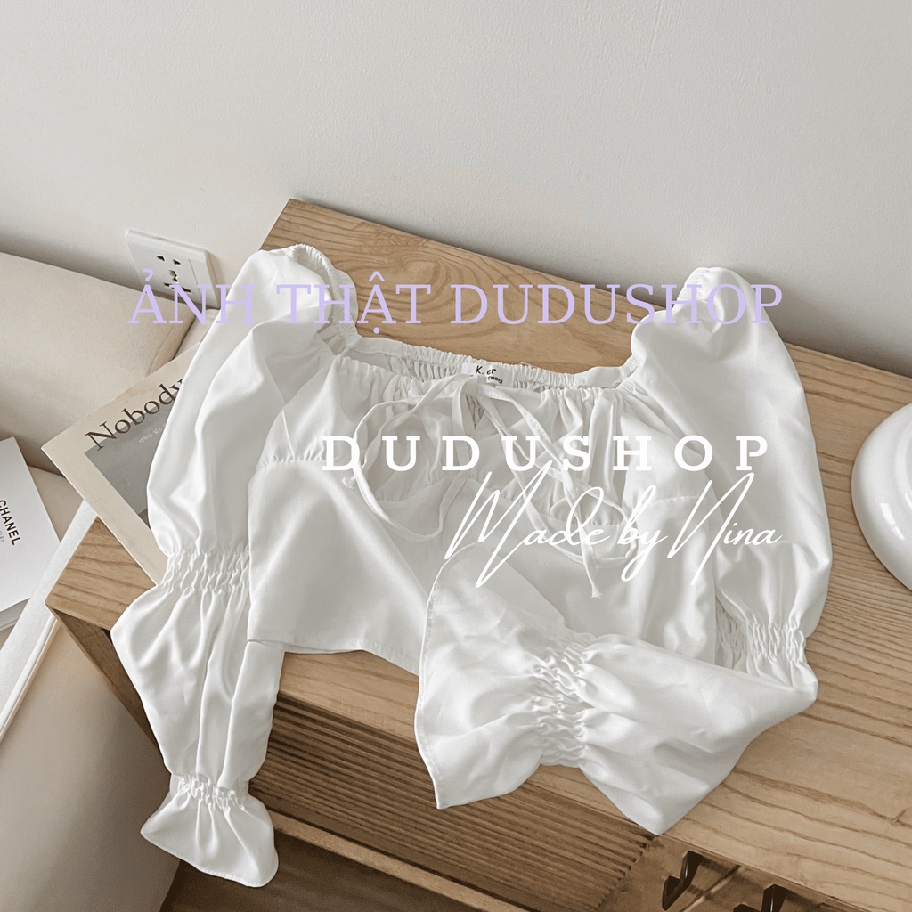 Áo sơ mi thô croptop dài tay bo chun tay cá tính Hàn Quốc có ảnh thật-dd99