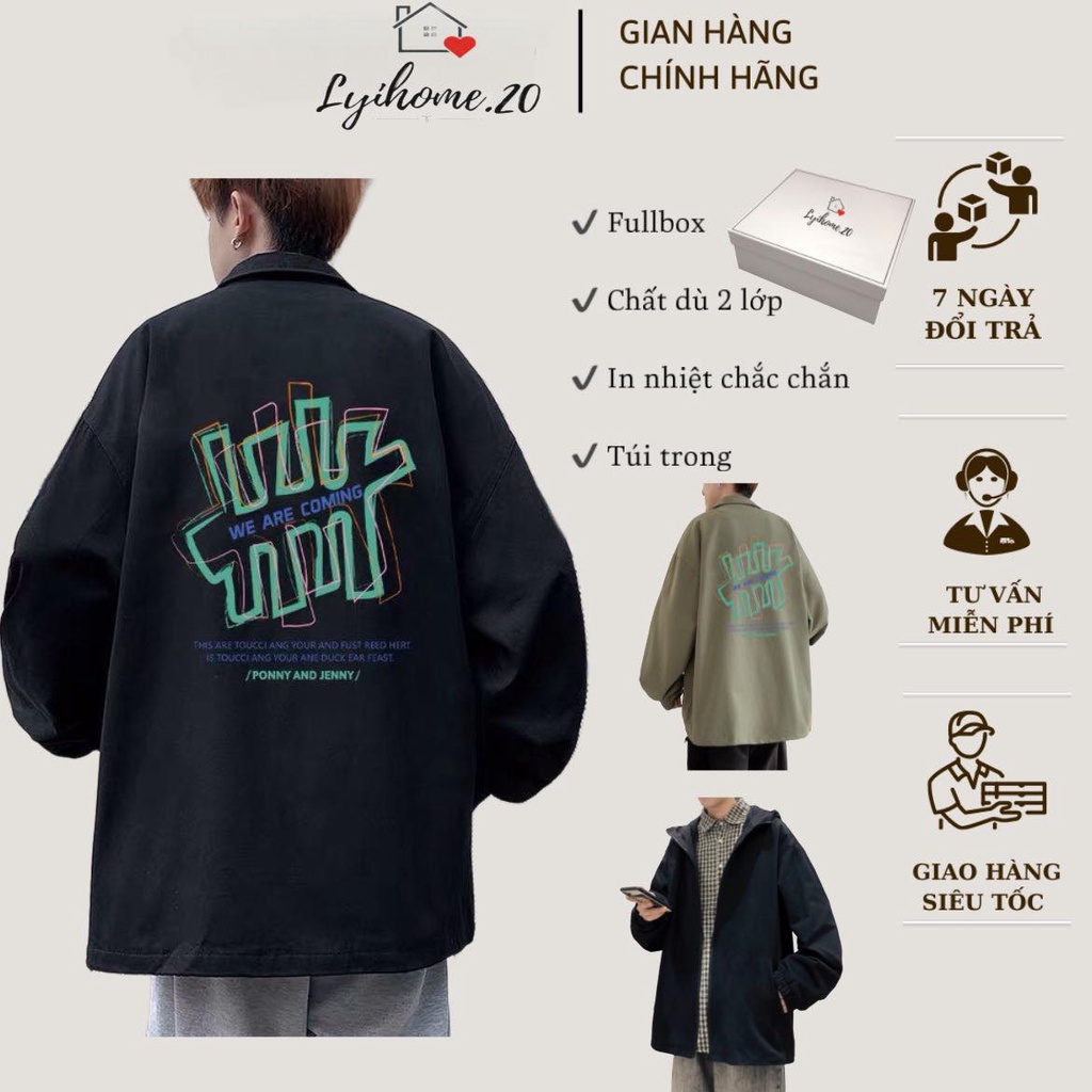 Áo khoác dù 2 lớp nam nữ form rộng tay dài Lyihome chất dù dày dặn, cản gió mưa, chống nắng thời trang cực hot