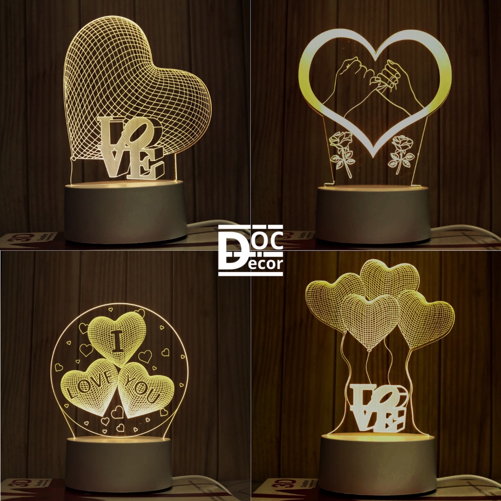 Đèn ngủ 3D bền đẹp ánh sáng ấm áp, Đèn led decor, Quà tặng độc đáo