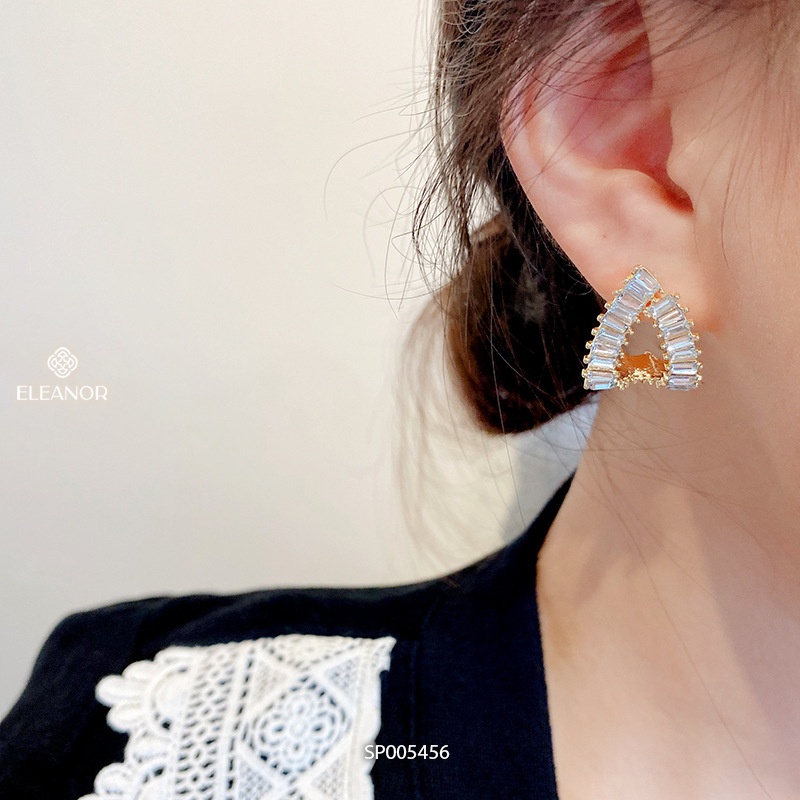 Bông tai nữ chuôi bạc 925 Eleanor Accessories hình tam giác đính đá phụ kiện trang sức 5456