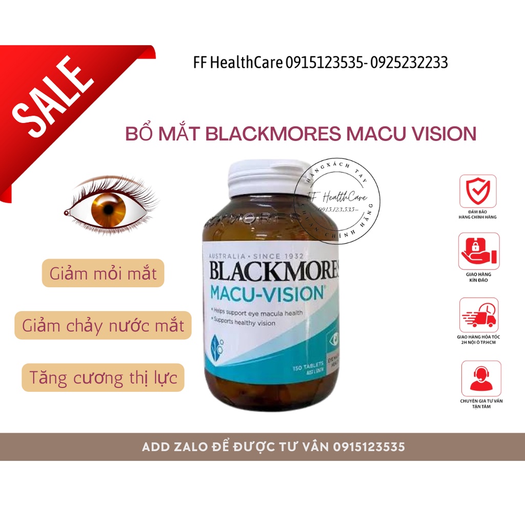 Viên Uống Bổ Mắt Blackmores Macu Vision 125 Viên- bổ mắt, tăng cường thị lực, giảm mỏi mắt
