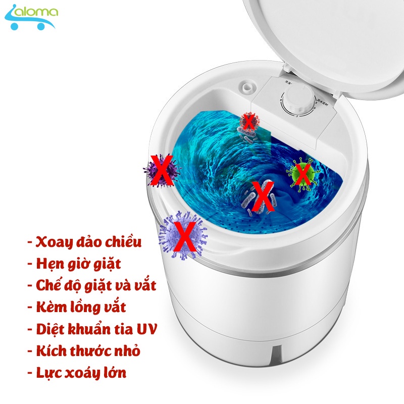 Máy giặt DEKE XPB-10 xoáy cực mạnh đảo chiều giặt 4kg quần áo cho sinh viên, em bé, giặt quần áo trắng