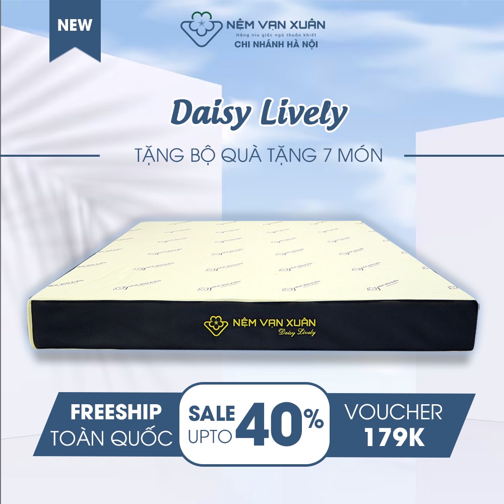 Nệm Cao Su Hoạt Tính Vạn Xuân Daisy Lively Độ Đàn Hồi Tốt Mềm Mại Êm Ái Kháng Khuẩn Khử Mùi Tốt Tặng Quà 7 Món