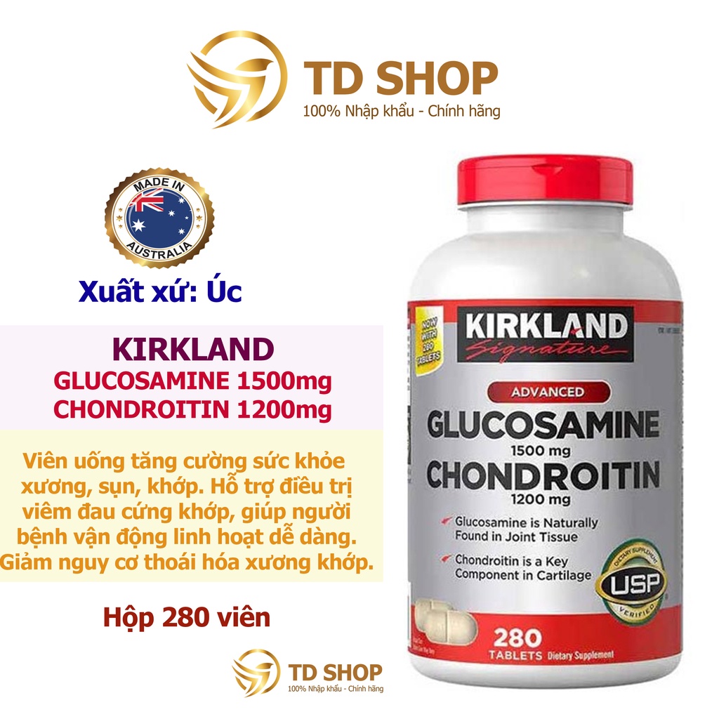 [NK Mỹ] Viên uống Glucosamine 1500mg & Chondroitin 1200mg Kirkland Mỹ 280 viên hỗ trợ các vấn đề về xương, khớp, cơ